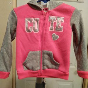 VIVA PINK/GRAY LONG SLEEVE HOODED JACKET..EUC
